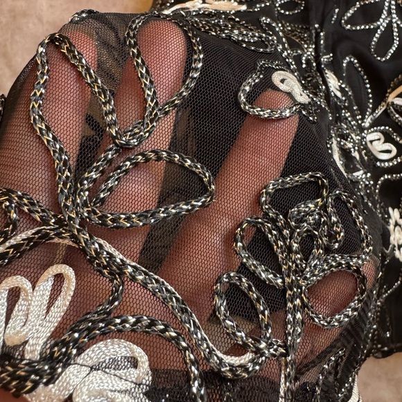 Betsy & Adam Black and White Strapless Gown - Picture 8 of 10